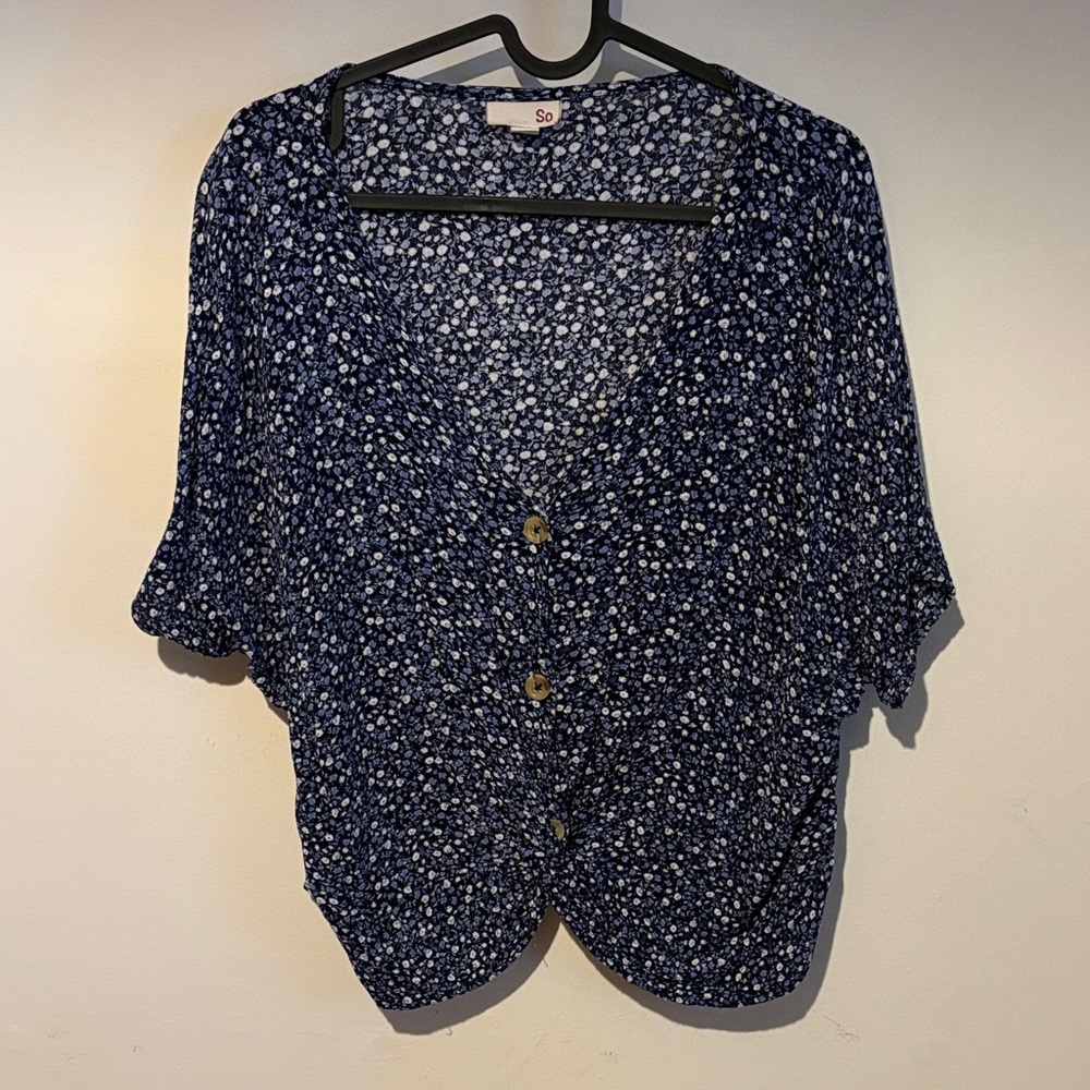 SO Blue and White Floral Top